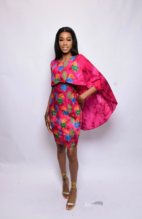 Ankara Pink Paisley Dress S