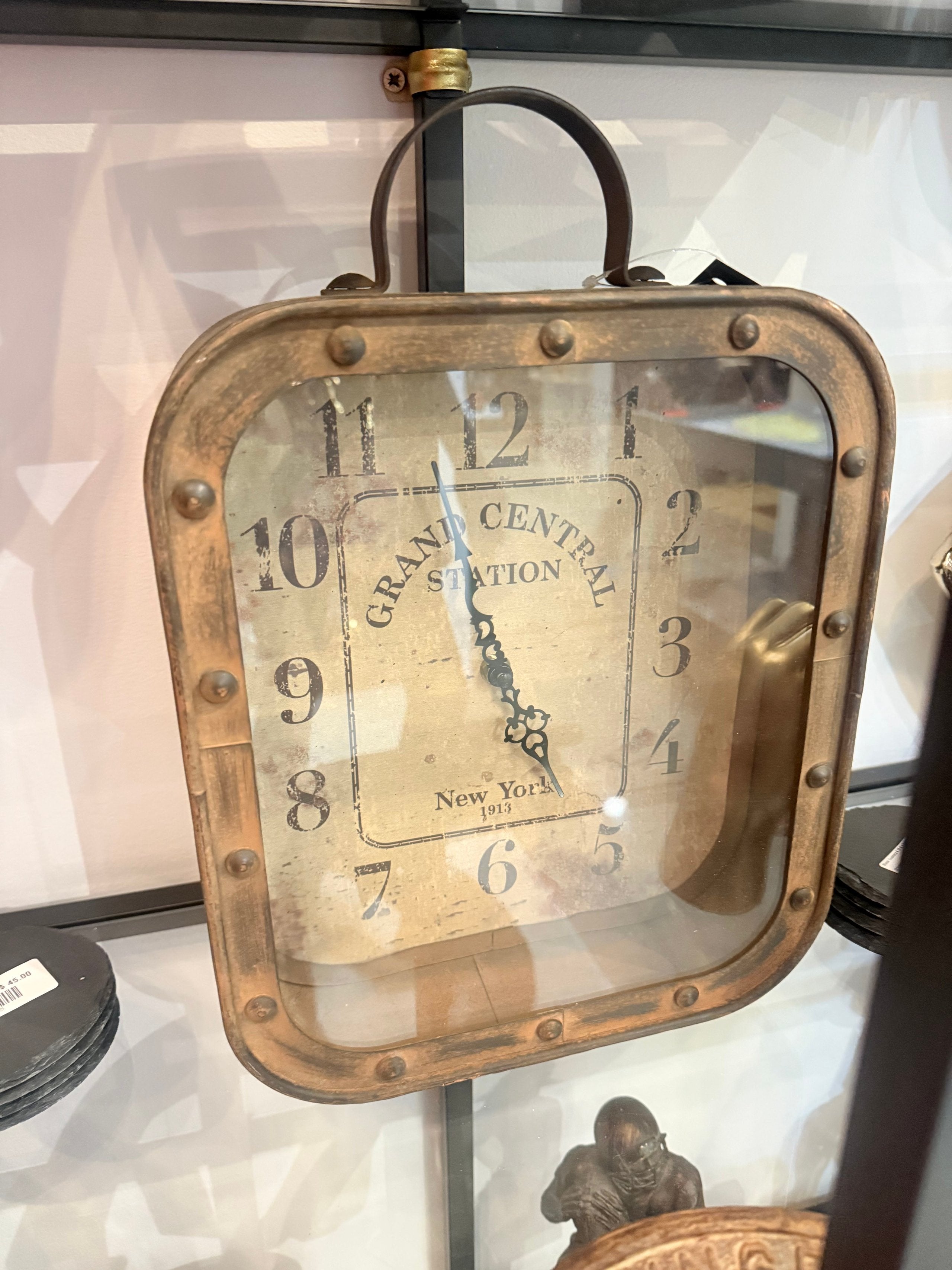 Stonebriar Grand Central Station New York Rustic Metal Table Clock