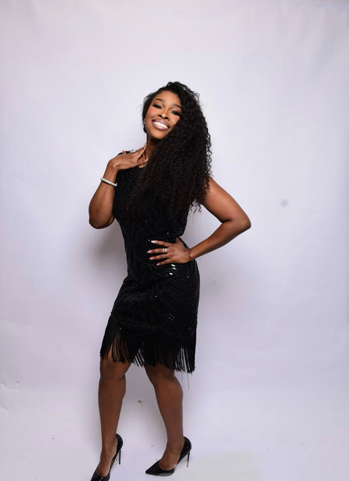 Black Vintage Sequin Dress 8